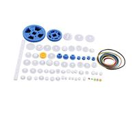 YWBL-WH 80Pcs Plastic Gears Pulley Belt Crown Gear Set Kits for Robot Car Motor Toy, Assorted Model Technology Parts with 10 Types Single Layer Gear 14 Double Layer, STEM (80 kinds kit)