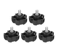 YWBL-WH Adjustable Knob Bolt, Durable Locking Clamping Handle for Metal Working ABS Plastic M6 x 10mm Five Star Head Black 5pcs