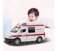 YWBL-WH Ambulance Toy Car, Alloy Mini Stimulation Emergency Vehicle, Realistic Sound and Light Model for Kids Age 3 and Up (Red)