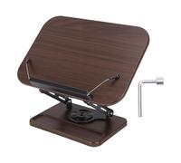 YWBL-WH Book Stand Multifunctional Wooden Book Holder with 360° Rotating Base and Adjustable Height for Reading Cooking Studying