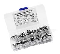 YWBL-WH Button Head Screws, M6 Stainless Steel Hex Socket Fasteners with Plastic Box, 6 Sizes 60PCS for Home Office Furniture Assembly