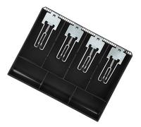 YWBL-WH Cash Register Insert Replacement Tray Cash Drawer Organizer with 4 Compartments Metal for Supermarket Store Hotel School Hospital (Black)