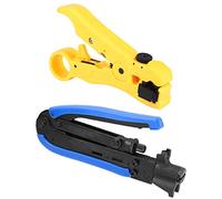 YWBL-WH Coax Cable Crimper Kit, Plastic Carbon Steel Wire Stripper Tool for RG6 RG59 RG11, Ideal for Home Video and Audio Maintenance
