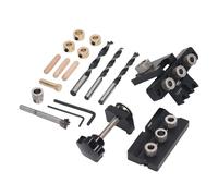YWBL-WH Doweling Jig Drill Kit, Aluminum Alloy Dowel Drill Guide Kit with Adjustable Drilling Depth, 40mm Clamping Range, Woodworking Drilling Locator for Joinery Repair Carpenters