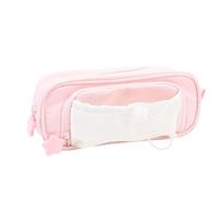 YWBL-WH Drawstring Pen Pouch, Double Layer Pencil Pouch Water Proof Fabric Large Opening Stationery Bag, Dual Storage Organizer for School Students Office Desk Use