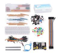 YWBL-WH Electronics Component Kit Assortment, ABS PCB Electronic Kit with 400 Plus Pieces, Breadboard Power Module USB Cable, for R3 for STM32 Students Beginners Experiments
