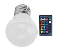 YWBL-WH LED Remote Light Bulb, Color Changing RGB E27 Lamp with Remote Control 3W 280 Lumens 85265V IP44 Plastic PC Bulb for Home Party RGB Cold White 1 Pack