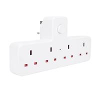 YWBL-WH Outlet Extender, PP Multi Plug Wall Outlet Splitter, 1 to 4 Expansion 2500W 13A with 75N Protect Door, for Home Kitchen Bedroom Office Travel Use