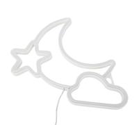 YWBL-WH Star Moon Neon Sign, LED Light Up Wall Decor for Bedroom Living Room Gaming Room, USB Powered with 3 AA Batteries, Valentines Birthday Christmas Party Decorations