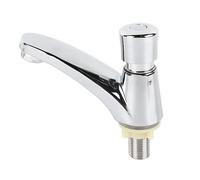 YWBL-WH Time Delay Basin Faucet Copper Alloy Commercial Self Closing Tap Push Button Sink Faucet with Automatic Shutoff for Home Kitchen Bathroom Hotel School