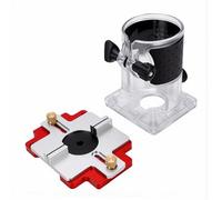 YWBL-WH Wood Router Base Combo, Precision 2 in 1 Trimming Slotting Base for Woodworking Repair Aluminum Alloy 65mm Palm Trimmer Base Plate Kit with Cutter Screws