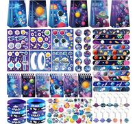 Ywediim Space Party Favors, Space Themed Birthday Supplies, Including Gift Bag, Stickers, Silicone Wristbands, Badge, Notebook, Keychain, for Kids Birthday Goodie Bag Fillers Class Prizes