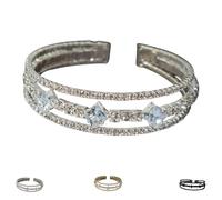 YWeiLiangSan Black Rhinestone Cuff Bracelet for Women - Self Love Jewelry, Sparkly Adjustable Bangle for Wedding & Party (Silver,One Size)