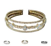 YWeiLiangSan Black Rhinestone Cuff Bracelet for Women - Self Love Jewelry, Sparkly Adjustable Bangle for Wedding & Party (Gold,One Size)