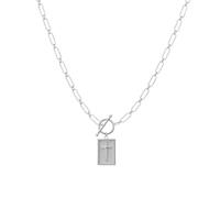 YWeiLiangSan Cross Pendant Paperclip Chain Necklace - Paperclip Chain with Toggle Clasp, Waterproof & Tarnish Resistant (1 Pcs Silver,Medium)