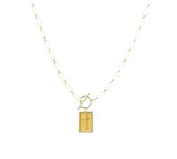 YWeiLiangSan Cross Pendant Paperclip Chain Necklace - Paperclip Chain with Toggle Clasp, Waterproof & Tarnish Resistant (1 Pcs Gold,Medium)