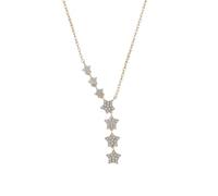 YWeiLiangSan Dainty Star Y-Necklace for Women, Sparkling CZ Drop Pendant Gold/Silver Chain for Daily (Gold,One Size)