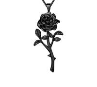 YWeiLiangSan Gothic Rose Survival Necklace for Women - Stainless Steel Unbreakable Pendant, Empowering Punk Jewelry (Black,Small)