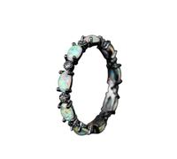 YWeiLiangSan Opal Glow Eternity Ring - Colorful Oval Stone Stackable Suitable for ladies/girlfriends (Black white,6)
