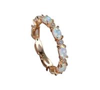 YWeiLiangSan Opal Glow Eternity Ring - Colorful Oval Stone Stackable Suitable for ladies/girlfriends (Gold white,8)