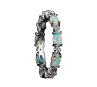 YWeiLiangSan Opal Glow Eternity Ring - Colorful Oval Stone Stackable Suitable for ladies/girlfriends (Silver white,11)