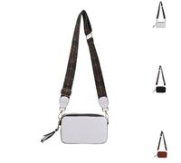 YWeiLiangSan Vintage Crossbody Bag for Women - Adjustable Wide Strap PU Leather Shoulder Bag, Bohemian Retro Purse for Daily (White,Medium)
