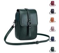 YWeiLiangSan Vintage Crossbody Phone Bag for Women, Lightweight Genuine Leather Crossbody Shoulder Pouch Bag (Dark green,Medium)