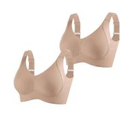 YWeiLiangSan Women's Solid Color Four Rows Adjustable Wireless Bra, 2025 New Breathable Anti-Sagging Breasts Bra (2 Pcs G,L)