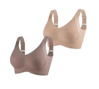 YWeiLiangSan Women's Solid Color Four Rows Adjustable Wireless Bra, 2025 New Breathable Anti-Sagging Breasts Bra (2 Pcs A,M)