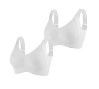 YWeiLiangSan Women's Solid Color Four Rows Adjustable Wireless Bra, 2025 New Breathable Anti-Sagging Breasts Bra (2 Pcs J,L)