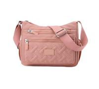 YWeiLiangSan Women's Waterproof Nylon Crossbody Bag - Multi-Pocket Travel Purse for Everyday Essentials, Adjustable Strap (Pink,Medium)