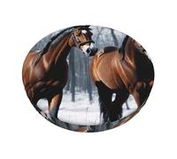 YWGGDSCX 3-Layer Thickened Round Bar Stool Covers 12 Inch,Horses In The Snow Stretch Round Bar Cushion Washable Crease-Resistant Slipcovers For Home Bar Hotel Market Commercial Places