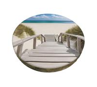 YWGGDSCX 3-Layer Thickened Round Bar Stool Covers 14 Inch,Beach Scenery Stretch Round Bar Cushion Washable Crease-Resistant Slipcovers For Home Bar Hotel Market Commercial Places