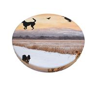 YWGGDSCX 3-Layer Thickened Round Bar Stool Covers 14 Inch,Dog Catching Pheasant Stretch Round Bar Cushion Washable Crease-Resistant Slipcovers For Home Bar Hotel Market Commercial Places