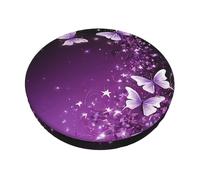 YWGGDSCX 3-Layer Thickened Round Bar Stool Covers 14 Inch,Lovely Purple Butterfly Stretch Round Bar Cushion Washable Crease-Resistant Slipcovers For Home Bar Hotel Market Commercial Places