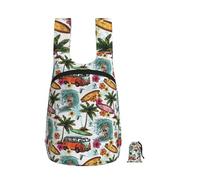 YWGGDSCX A 16-Litre Ultra-Lightweight Hawaiian Surfer On Wavy Print Rucksack, Ideal For Travel, Commuting And Shopping, Complete With A Compact Everyday Carry Pouch (7x10 Cm)