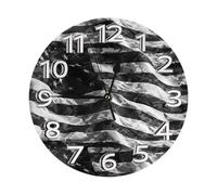 YWGGDSCX American Flag Clock Number Round Wall Clock Silent Non-Ticking Design, Environmentally Friendly & Customizable For Kitchen, Office, Classroom 10 Inch