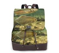 YWGGDSCX Brook Trout Fly Fishing Soft Leather Backpack Purse For Women Multi-Functional Elegant Daypack Travel College Shoulder Bag Shopping Trip