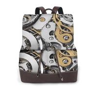 YWGGDSCX Cool Steampunk Gears Soft Leather Backpack Purse For Women Multi-Functional Elegant Daypack Travel College Shoulder Bag Shopping Trip
