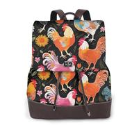 YWGGDSCX Cute Rooster Chickens Soft Leather Backpack Purse For Women Multi-Functional Elegant Daypack Travel College Shoulder Bag Shopping Trip