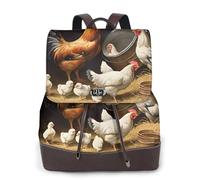 YWGGDSCX Farm Chickens Soft Leather Backpack Purse For Women Multi-Functional Elegant Daypack Travel College Shoulder Bag Shopping Trip