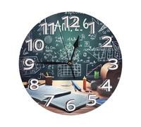 YWGGDSCX Formulas Shapes Theory Math Lesson Word Clock Number Round Wall Clock Silent Non-Ticking Design, Environmentally Friendly & Customizable For Kitchen, Office, Classroom 10 Inch