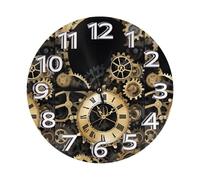 YWGGDSCX Gears Clock Bronze Century Clock Number Round Wall Clock Silent Non-Ticking Design, Environmentally Friendly & Customizable For Kitchen, Office, Classroom 10 Inch