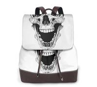 YWGGDSCX Horror Skull Soft Leather Backpack Purse For Women Multi-Functional Elegant Daypack Travel College Shoulder Bag Shopping Trip