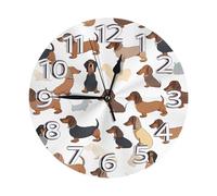 YWGGDSCX I Love My Dog Dachshunds Clock Number Round Wall Clock Silent Non-Ticking Design, Environmentally Friendly & Customizable For Kitchen, Office, Classroom 10 Inch