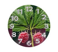 YWGGDSCX Jamaica Flag Leaves Clock Number Round Wall Clock Silent Non-Ticking Design, Environmentally Friendly & Customizable For Kitchen, Office, Classroom 10 Inch