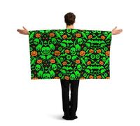 YWGGDSCX Large 150cm X 90cm Union Jack Flag Cape With Sleeves For Adults | British England Football Fan Cloak | Full Body Coverage Green Ghost Horror Halloween Pumpkin Print Costume For World Cup