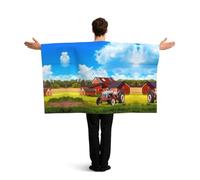 YWGGDSCX Large 150cm X 90cm Union Jack Flag Cape With Sleeves For Adults | British England Football Fan Cloak | Full Body Coverage Company Farm Tractor Print Costume For World Cup