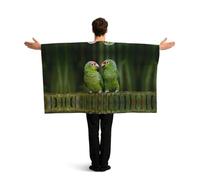 YWGGDSCX Large 150cm X 90cm Union Jack Flag Cape With Sleeves For Adults | British England Football Fan Cloak | Full Body Coverage Two Parrots On Green Palm Tree Print Costume For World Cup