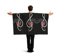 YWGGDSCX Large 150cm X 90cm Union Jack Flag Cape With Sleeves For Adults | British England Football Fan Cloak | Full Body Coverage Music Symbols Love Print Costume For World Cup